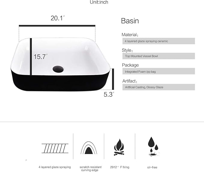 YOURLITE 24" Floating Bathroom Vanity with Sink, Wall-Mounted Bathroom Vanity and Sink Combo with Mirror and Faucet & Pop Up Drain Set, Black and White Ceremic Sink