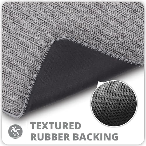 Bosap Bath Mat,Ultra Thin Bathroom Runner Rugs,Large Bath Mats for Bathroom,Quick Dry,Non-Slip,Machine Washable,Low Pile,Bath Rug,Shower Outside,Sink,Home Decor Accessories.Grey,2'x6'(24x72inch)