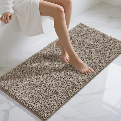 Yimobra Long Bathroom Rugs 47"x24", Extra Soft Non Slip Bath Mat for Tub, Super Absorbent Quick Dry Shaggy Rug Floor Carpet, Machine Washable,Camel