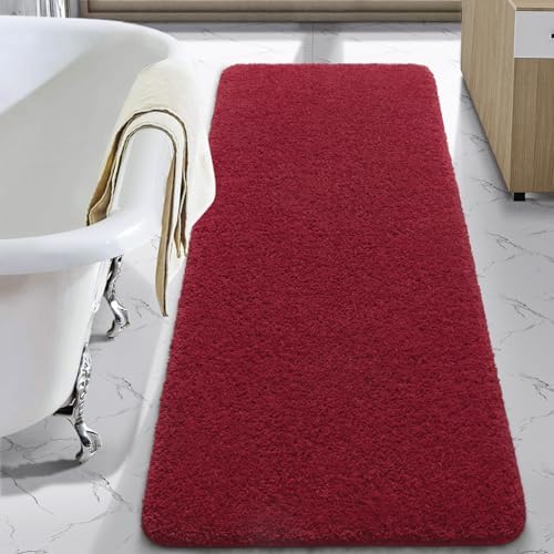 LOCHAS Bathroom Rug Runner 24x70 Inch, Bath Rugs Non Slip, Red