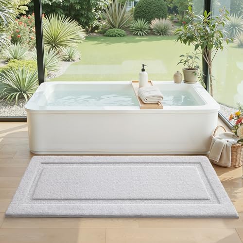 LUMI Ultra Soft Bathroom Runner Rugs, Non Slip Bath Mat 24x60, White
