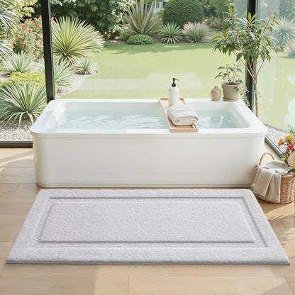 LUMI Ultra Soft Bathroom Runner Rugs, Non Slip Bath Mat 24x60, White