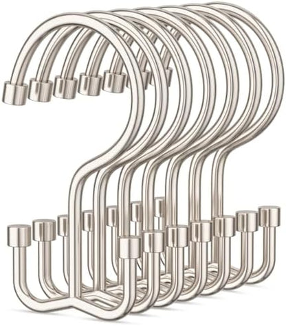 Goowin Shower Curtain Hooks, Shower Curtain Rings, Metal Shower Curtain Hangers Rust Proof, Double Glide Shower Rings for Curtain, Simple Shower Hooks for Shower Curtain, Nickel, 12 Pack-Cylinders