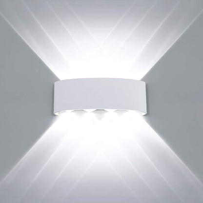 Kawell 8W Waterproof Modern Wall Light LED Wall Lamp Aluminum LED Wall Sconce Up Down Indoor Outdoor for Bathroom Bedroom Hallway Porch Corridor Hotel Doorway Garden Pathway, White 6000K