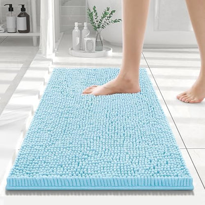 Smiry Bathroom Rugs 24X16, Luxury Chenille Extra Soft Absorbent Bath Mat