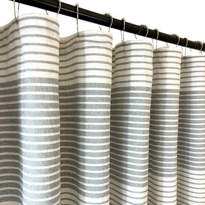 Serafina Home Striped Silver Light Grey Gray & White Cotton Shower Curtain