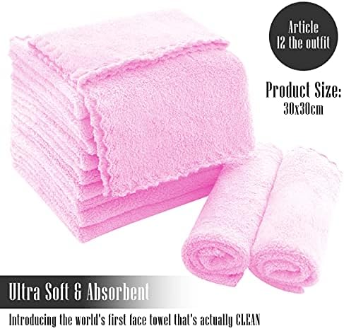 TENSTARS 12 Pack Premium Washcloths Set - Quick Drying- Soft Microfiber Coral Velvet Highly Absorbent Wash Clothes - Multipurpose Use as Bath, Spa, Facial, Fingertip Towel (Frozen Berry)