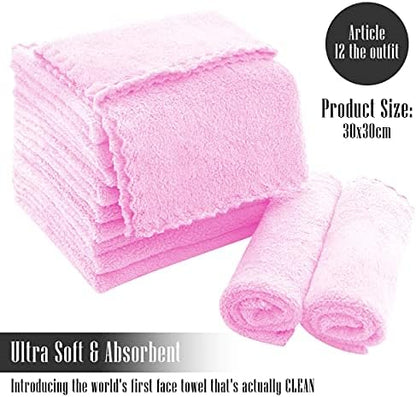 TENSTARS 12 Pack Premium Washcloths Set - Quick Drying- Soft Microfiber Coral Velvet Highly Absorbent Wash Clothes - Multipurpose Use as Bath, Spa, Facial, Fingertip Towel (Frozen Berry)