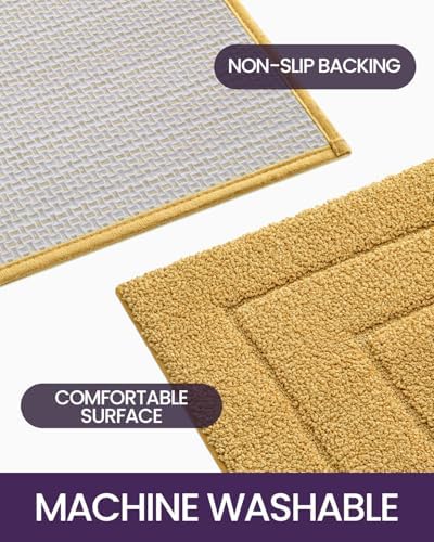 DEXI Bathroom Rugs 32x20, Non-Slip and Absorbent Bath Mat, Yellow