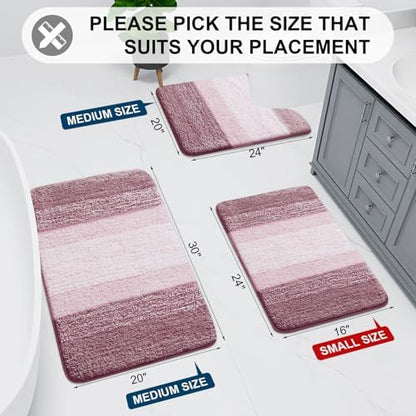 Arotive Microfiber Bathroom Rugs, Shaggy Soft Absorbent Bath Rug, 24x16