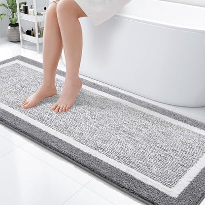 OLANLY Bathroom Runner Rugs 70x24, Extra Long Bath Mats for Bathroom, Grey