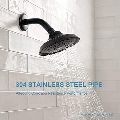 OFFO Shower Arm with Flange, 6-Inch Wall Mount Replacement Angle Shower Head Arm Wall-mounted For Fixed Shower Head & Handheld Showerhead, Matte Black