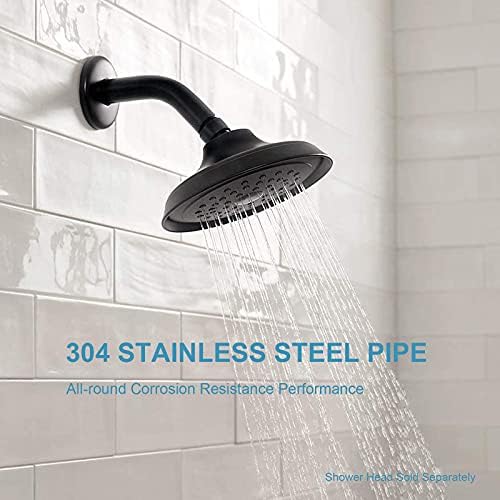 OFFO Shower Arm with Flange, 10 in Wall Mount Replacement Angle Shower Head Arm Wall-Mounted For Fixed Shower Head & Handheld Showerhead, Matte Black