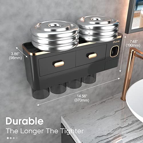 iHave Toothbrush Holders Bathrooms Wall Mount Toothpaste Dispenser & 4 Cups