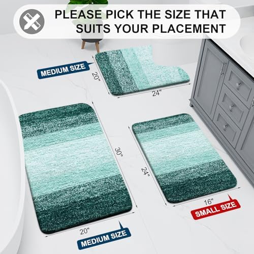 Arotive Microfiber Bathroom Rugs, Shaggy Soft Absorbent Bath Rug, 47x24