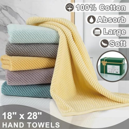 VOOVA & MOVAS Hand Towels 4PC, 100% Cotton, 18x28 in, Dark Grey