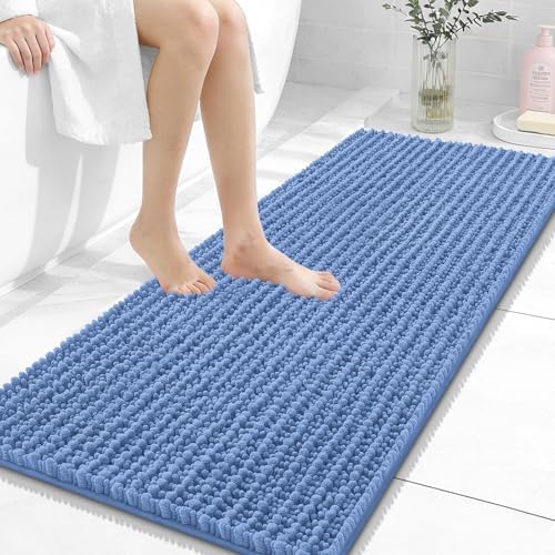 OLANLY Bathroom Runner Rugs 47x20, Thick Soft Absorbent Chenille Bath Rugs
