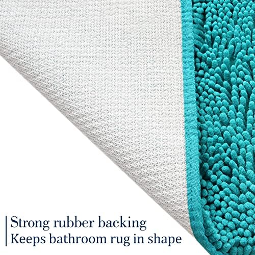 LOCHAS Luxury Bathroom Rug Shaggy Bath Mat 24 x 17 Inch, Teal Blue