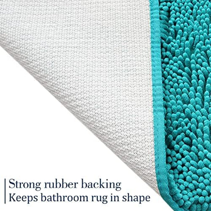 LOCHAS Luxury Bathroom Rug Shaggy Bath Mat 24 x 17 Inch, Teal Blue