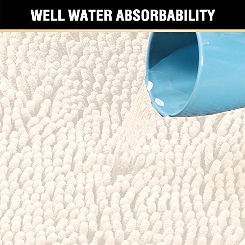 H.VERSAILTEX Bath Mat Bathroom Rug Bath Rugs for Bathroom Non Slip Bath Mats Extra Thick Chenille Rug 17" x 24" Absorbent Soft Shaggy Washable Dry Fast Plush Rugs for Bathtubs - Ivory