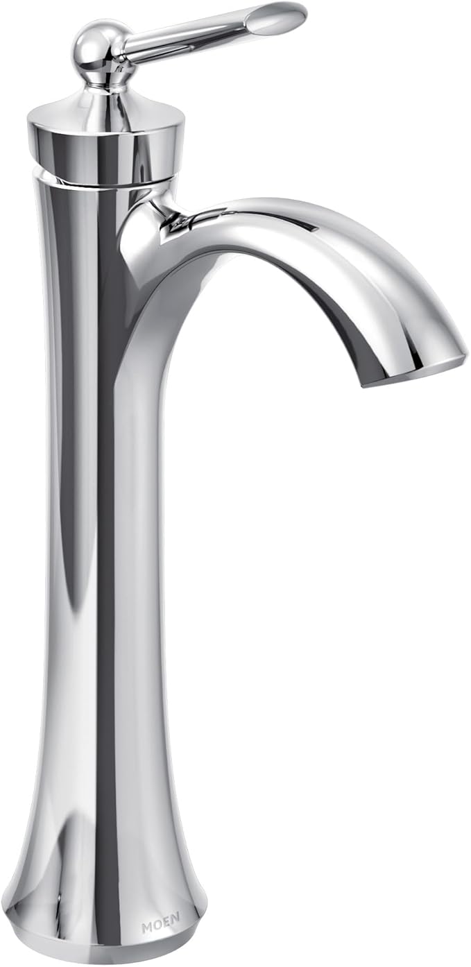 Moen Wynford Chrome One-Handle High Arc Vessel Sink Bathroom Faucet, 4507