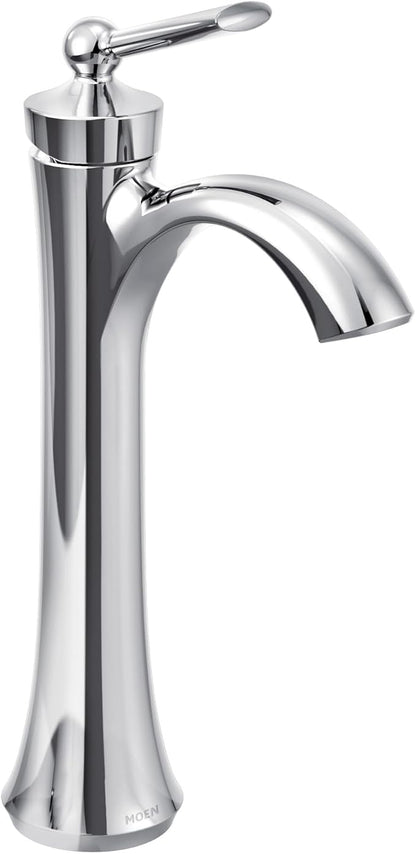 Moen Wynford Chrome One-Handle High Arc Vessel Sink Bathroom Faucet, 4507