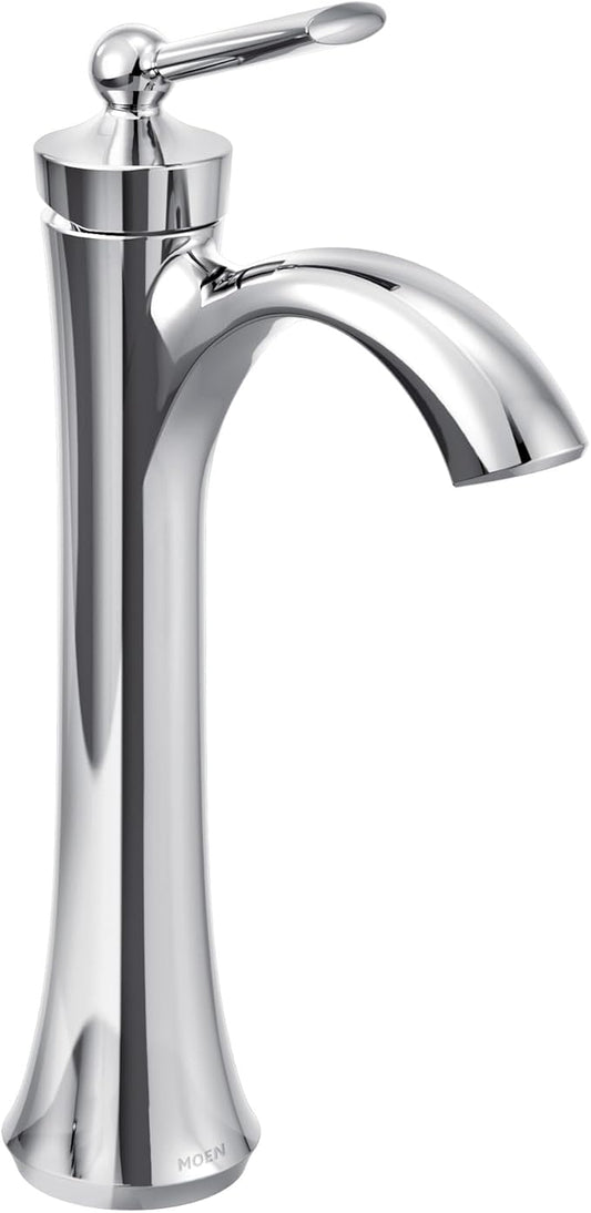 Moen Wynford Chrome One-Handle High Arc Vessel Sink Bathroom Faucet, 4507