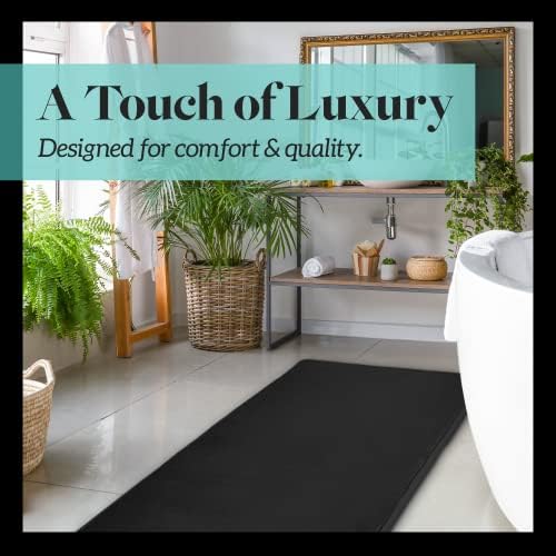 Memory Foam Bath Mat Non Slip Absorbent Super Cozy Velvet Bathroom Rug Carpet (20 inches X 32 inches, Black)
