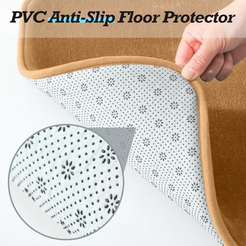 HUXMEYSON Bathroom Rugs Sets 2 Piece, Non-Slip & Quick Dry Bath Mat Set, Ultra Soft Velvet Bath Rugs for Bathroom, Toilet and Shower Floor, Khaki