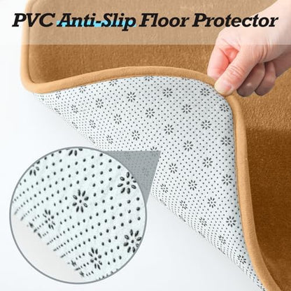 HUXMEYSON Bathroom Rugs Sets 2 Piece, Non-Slip & Quick Dry Bath Mat Set, Ultra Soft Velvet Bath Rugs for Bathroom, Toilet and Shower Floor, Khaki