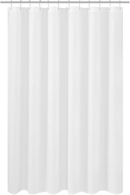 N&Y HOME Longer Shower Curtain Liner Fabric 72 x 75 inches, Hotel Quality, Washable, White Spa Bathroom Curtains with Grommets, 72x75