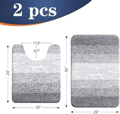OLANLY Micorfiber Bathroom Rug Set 2 Piece, 30"x20"+U-Shaped 24"x20"