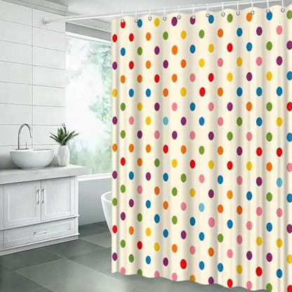 Polka Dot Shower Curtain Colorful Retro Cute Spot Vintage Fabric Decorative Bathroom Curtains with Hooks,70" Wx75 H