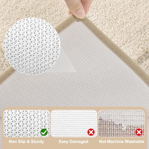 SHACOS Soft Microfiber Bathroom Rugs Set of 2 Pieces, Light Beige