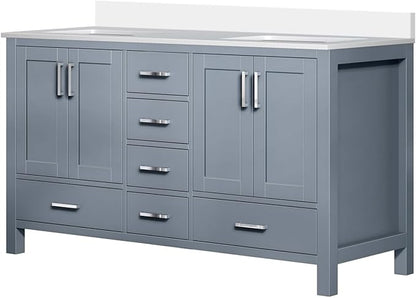Jacques 60 in. W x 22 in. D Dark Grey Double Bath Vanity and White Quartz Top