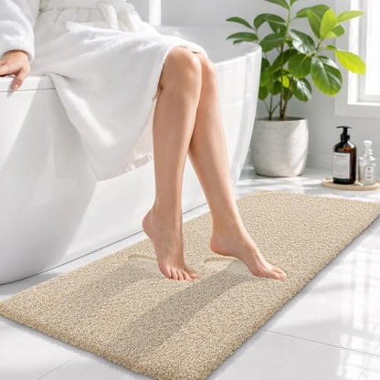 OLANLY Microfiber Bathroom Runner Rugs 47x17, Soft Absorbent Bath Mat, Sand