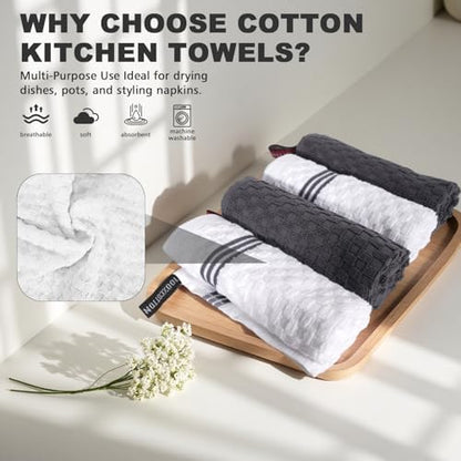 Washcloths Set, 4-Pack Cotton Wash Cloths, 12x12 Inch, White/Grey