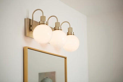Kichler Hex Vanity Light, 22.75 Inch 3-Light Modern Vanity Light in Champagne Bronze with Opal Glass Shades for Bathroom and Powder Room, (22.75" L x 7.5" W x 10.25" H), 55151CPZ
