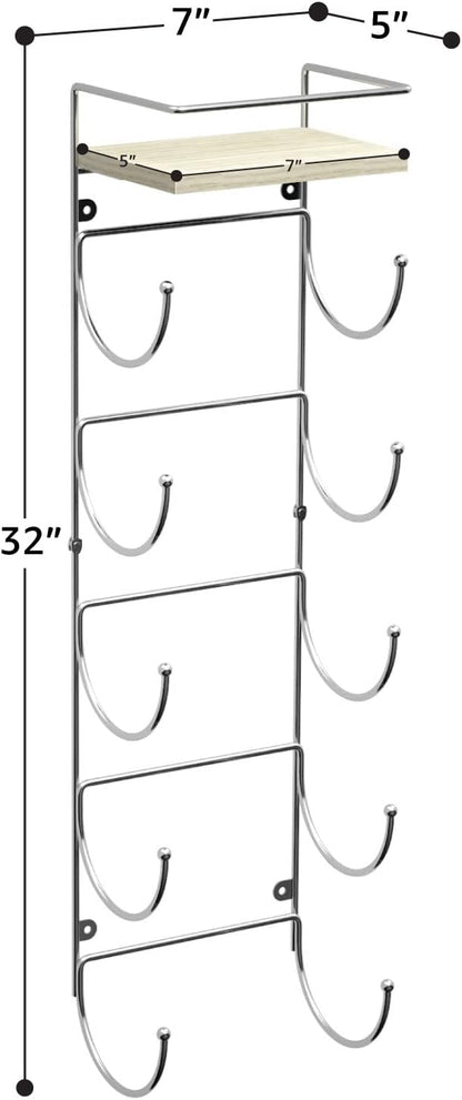 Sorbus Bathroom Towel Holder - 5 Tier Metal Towel Rack with Wood Shelf for Rolled Bath Towels, Washcloths, Linens, Hand Towels, Soaps & Accessories - Wall Mounted Towel Rack for Bathroom Towel Storage