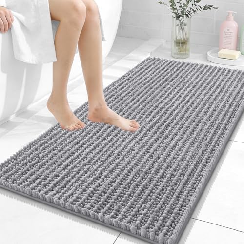 OLANLY Bathroom Rugs 44x24, Thick Soft Absorbent Chenille Bath Rugs