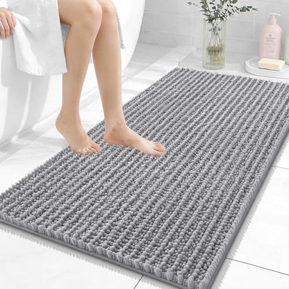 OLANLY Bathroom Rugs 44x24, Thick Soft Absorbent Chenille Bath Rugs