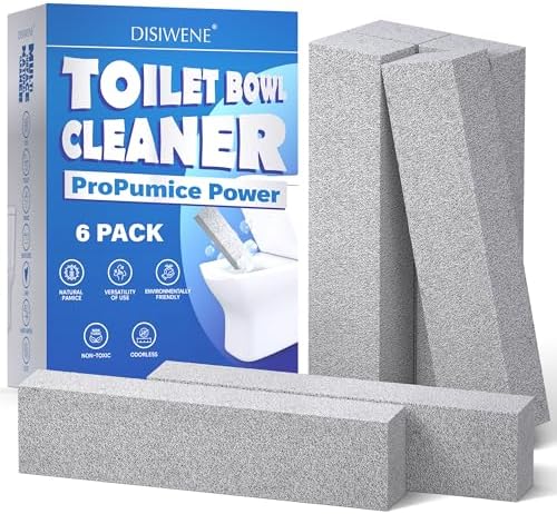 DISIWENE Pumice Cleaning Stone with Handle Toilet Bowl Cleaner Hard Water Ring Remover for Bath/Pool/Kitchen/Household Cleaning (6, 6 Pack (No Handle))