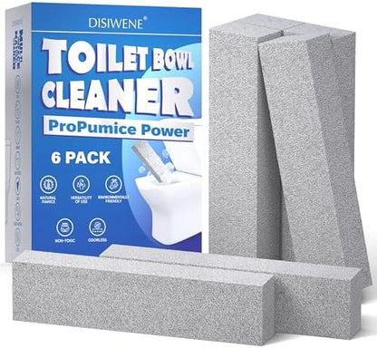 DISIWENE Pumice Cleaning Stone with Handle Toilet Bowl Cleaner Hard Water Ring Remover for Bath/Pool/Kitchen/Household Cleaning (6, 6 Pack (No Handle))