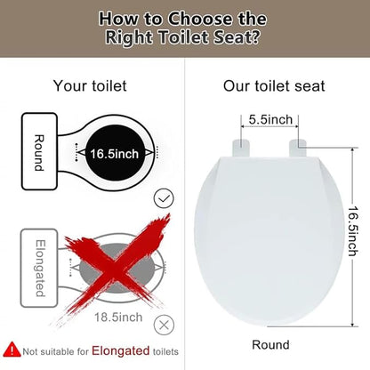 Angol Shiold 2-Pack Round Toilet Seat Soft Close & Quick Release, White Plastic Toilet Seats Cover Rust-Proof(16.5",Modern)