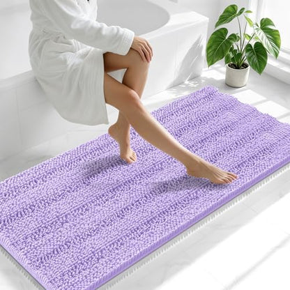 Smiry Thick Chenille Bathroom Runner Rugs 59x24, Soft Bath Mat, Lavender
