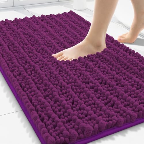 Smiry Bathroom Rugs 30X20, Extra Soft Rubber Backing Chenille Bath Mats