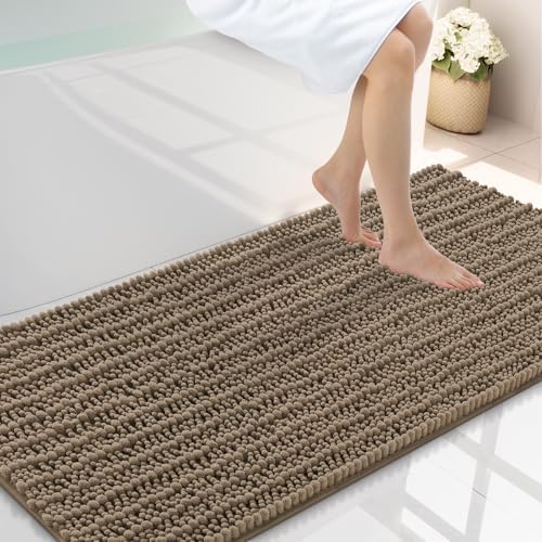 Smiry Bathroom Rugs 47X24, Extra Soft Rubber Backing Chenille Bath Mats