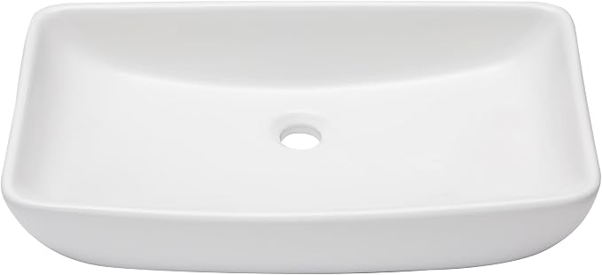 24"x15" Bathroom Vessel Sink Rectangular - White Porcelain Ceramic Rectangle Above Counter Vanity Lavatory Bath Sink Art Basin