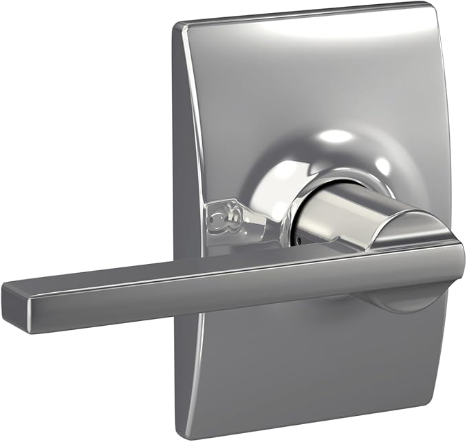 Schlage F10 LAT 625 CEN Latitude Door Lever with Century Trim, Hall & Closet Passage Lock, Bright Chrome