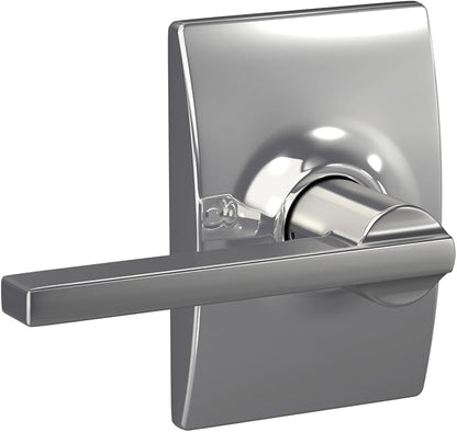 Schlage F10 LAT 625 CEN Latitude Door Lever with Century Trim, Hall & Closet Passage Lock, Bright Chrome